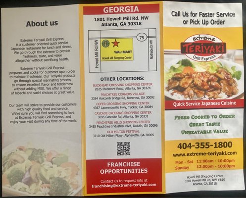 Menu photo 1 Extreme Teriyaki Grill Express Atlanta, GA Menu photo 1 Extreme Teriyaki Grill Express Atlanta, GA