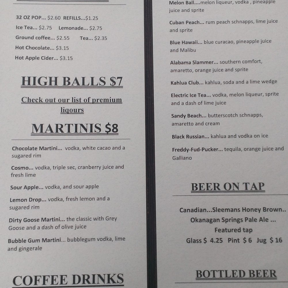 Wild Cat Grill - Drink menu page 1 - American Near Me - Rosedale, British Columbia
