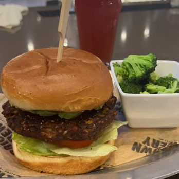 Bricktown Brewery - Veggie black bean burger with broccoli - Breweries Near Me - Muskogee, Oklahoma Bricktown Brewery - Veggie black bean burger with broccoli - Breweries Near Me - Muskogee, Oklahoma