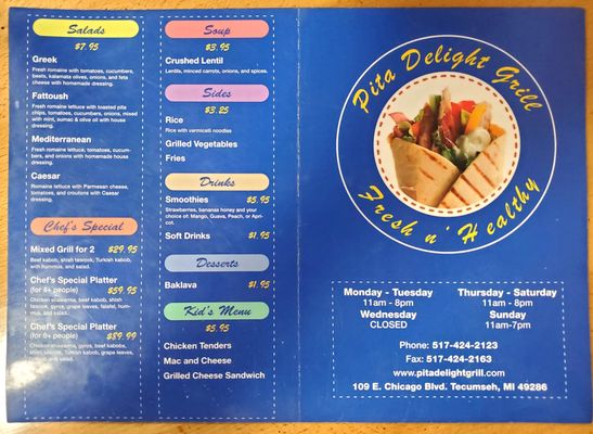 Menu photo 2 Pita Delight Grill Tecumseh, MI Menu photo 2 Pita Delight Grill Tecumseh, MI