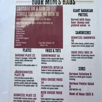 Your Mom's Haus - Menu - Pubs Near Me - El Granada, California Your Mom's Haus - Menu - Pubs Near Me - El Granada, California