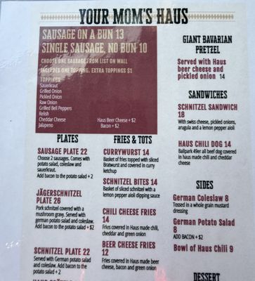 Menu photo 2 Your Mom's Haus El Granada, CA Menu photo 2 Your Mom's Haus El Granada, CA