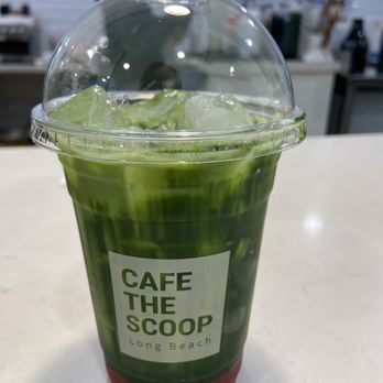 Cafe The Scoop - Iced strawberry matcha half sweet with oat milk - Cafes Near Me - Long Beach, California