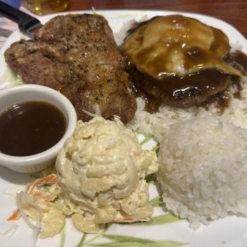 Hukilau - Combo Plate - Loco Moco and Fried Pork Chop - Hawaiian Near Me - San Jose, California