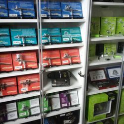 Wheels & Wings Hobbies - Part of our airbrush section - Iwata and Grex.