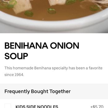 Benihana - Cincinnati - This is the soup pic on Uber eats ??? - Sushi Bars Near Me - Cincinnati, Ohio Benihana - Cincinnati - This is the soup pic on Uber eats ??? - Sushi Bars Near Me - Cincinnati, Ohio