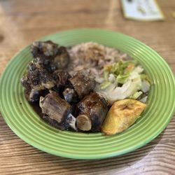 Jamaica House - Oxtail, plantain, salad, beans and rice