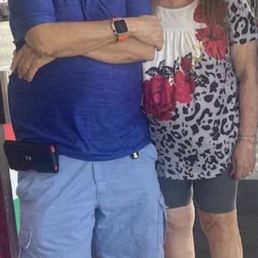 My wife and I in front of Mannino's..