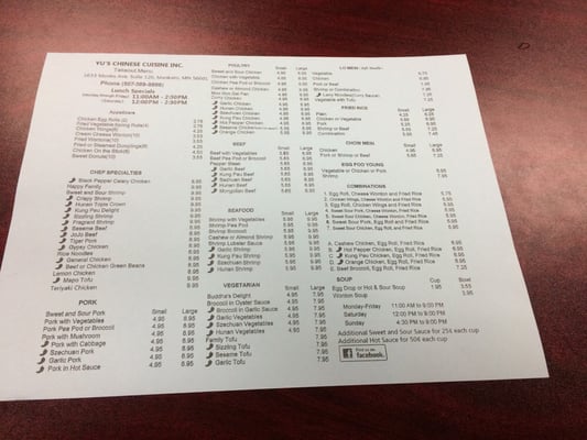 Menu photo 6 Yu's Chinese Cuisine Mankato, MN Menu photo 6 Yu's Chinese Cuisine Mankato, MN