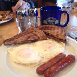 Flat Creek Restaurant & Saloon - Miner's Creek Special, 2 eggs over easy, 2 sausage links, marble rye toast & coffee.