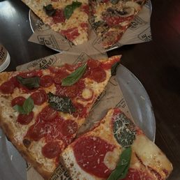 Grandma slice, Margherita slices with pepperoni and mushroom
