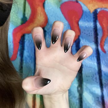 Kim Nails - black ombré acrylics with glitter top coat around 65$ - Nail Salons Near Me - Louisville, Kentucky