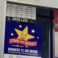 Carl's Jr - Drive through hours state 11pm. Store close got here at 10:45