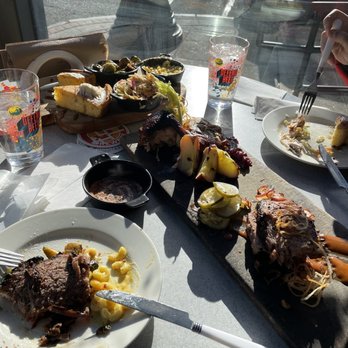 Pik Nik BBQ - Beautiful Beef Brisket, sprouts, Corn Bread, Smoked Chicken Box and Mac 'n Cheese. - Barbeque Near Me - Tarrytown, New York