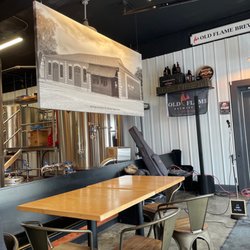 Old Flame Brewing - Interior shot with a picture of the original location