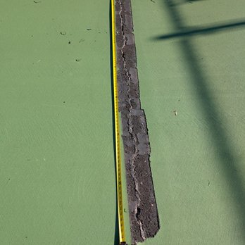 Mid Atlantic Tennis Courts - Shows the size of one of the patch failures. - Tennis Near Me - Chantilly, Virginia Mid Atlantic Tennis Courts - Shows the size of one of the patch failures. - Tennis Near Me - Chantilly, Virginia