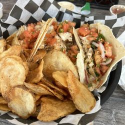 Castaway Craig's - Fish&Shrimp Tacos with Kettle Chips