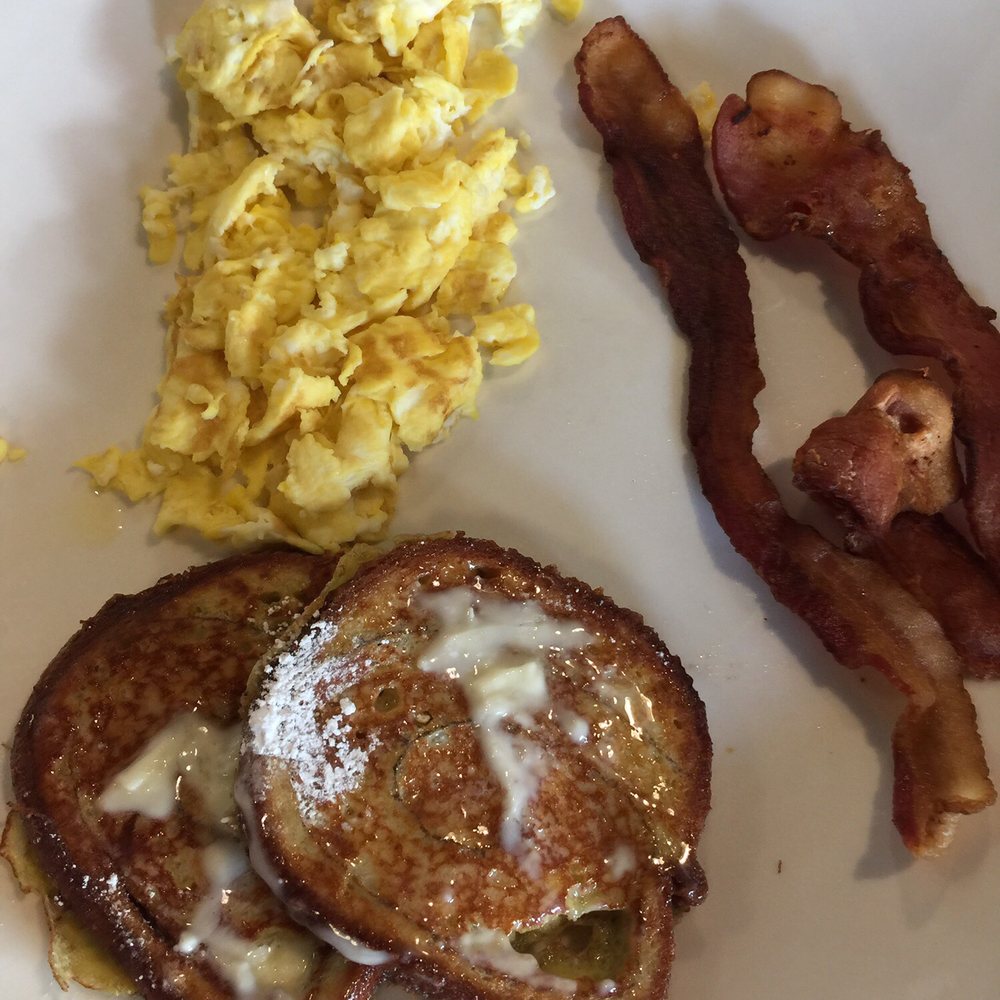 Eggsellent Cafe - A view of the cinnamon French toast combo. - Breakfast & Brunch Near Me - Frisco, Texas Eggsellent Cafe - A view of the cinnamon French toast combo. - Breakfast & Brunch Near Me - Frisco, Texas