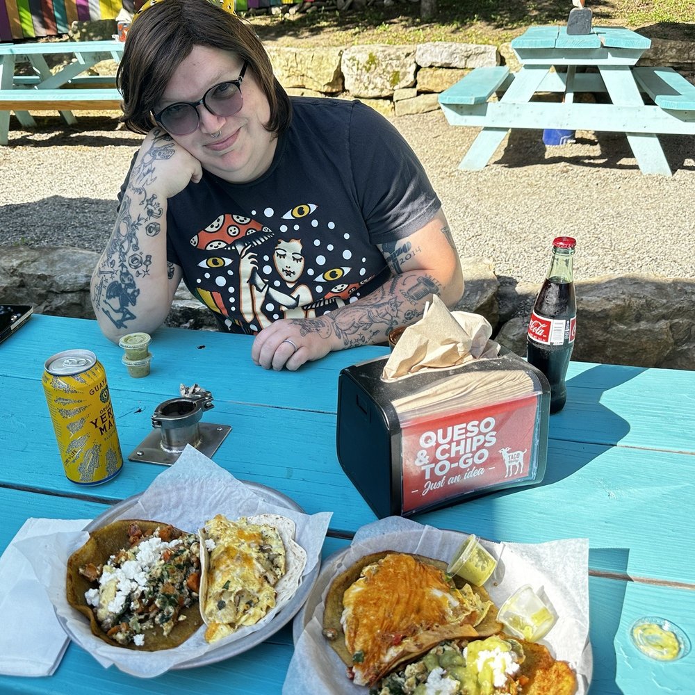 Taco Billy - Cute partner, back porch seating, from left to right: mamas fave, Billy ocean, migas, mamas fave - Breakfast & Brunch Near Me - Asheville, North Carolina Taco Billy - Cute partner, back porch seating, from left to right: mamas fave, Billy ocean, migas, mamas fave - Breakfast & Brunch Near Me - Asheville, North Carolina