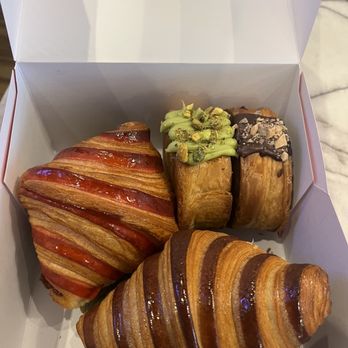 Delight Pastry - Raspberry Marzipan Croissant, Chocolate Croissant, Matcha and Pistachio Croissant - Desserts Near Me - Pasadena, California