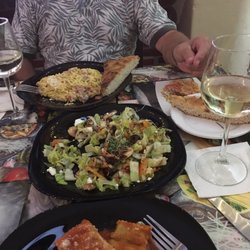 Eddy's Pizza - Carbonara, ravioli, a salad and warm bread. Excellent Italian food and pizza. Bring your own alcohol.
