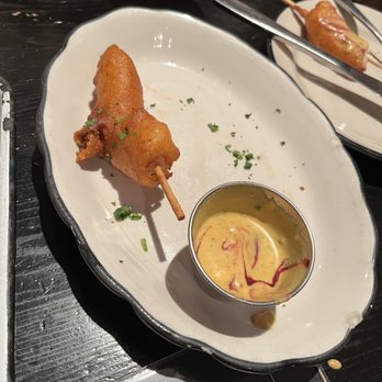 Moonshine Grill - Shrimp corn dog (the other 3 were demolished before I got a photo) - Southern Near Me - Austin, Texas Moonshine Grill - Shrimp corn dog (the other 3 were demolished before I got a photo) - Southern Near Me - Austin, Texas