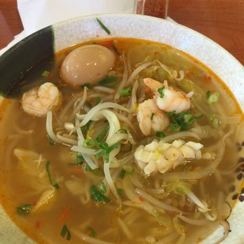 Fukuya Ramen - Spicy Seafood Ramen $11.95 plus egg (extra $2). Those are all the toppings it came with, I had not dug in yet. - Ramen Near Me - Wahiawa, Hawaii