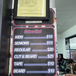 Luis Lacasse-Hill's Barber Studio - Pice list as of 8/21/2022