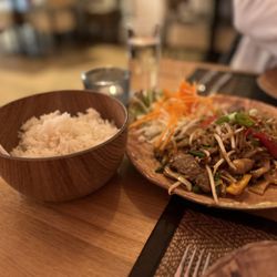 Chok Dee Thai - Drunken noodles (beef) and rice