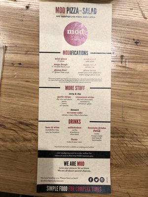 Menu photo 5 MOD Pizza Jacksonville, FL