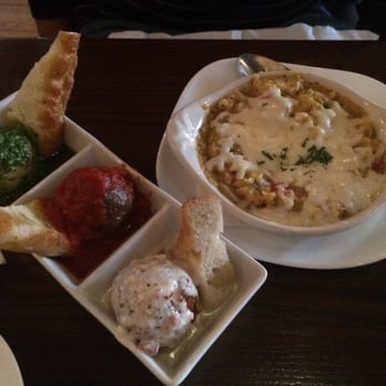 That Meetball Place - Three meatball sampler with something they say is polenta but was more like mush. - Bars Near Me - Patchogue, New York