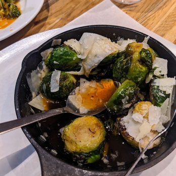 Elliot's Wood Fired Kitchen & Tap - Brussel sprouts with sirarcha honey, good flavor but would have chunked the Brussels more. - Pizza Near Me - Newark, Ohio Elliot's Wood Fired Kitchen & Tap - Brussel sprouts with sirarcha honey, good flavor but would have chunked the Brussels more. - Pizza Near Me - Newark, Ohio