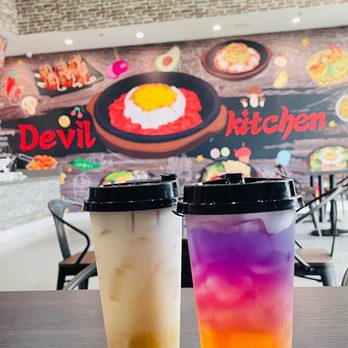 Devil’s Kitchen & Teppan - Mango tea and jasmine green tea with boba. - Teppanyaki Near Me - Eastvale , California Devil’s Kitchen & Teppan - Mango tea and jasmine green tea with boba. - Teppanyaki Near Me - Eastvale , California