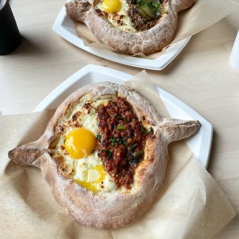 Skalka - Georgian Khachapuri Stroganoff with chicken and beef, so delicious! - Breakfast & Brunch Near Me - Seattle, Washington Skalka - Georgian Khachapuri Stroganoff with chicken and beef, so delicious! - Breakfast & Brunch Near Me - Seattle, Washington