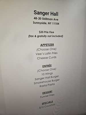 Menu photo 1 Sanger Hall Sunnyside, NY Menu photo 1 Sanger Hall Sunnyside, NY