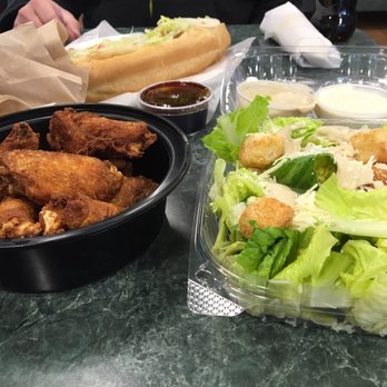 DiPietro's Pizza - Plain wings (yes) with teriyaki on the side. Caesar salad with dressing on the side... Chicken finger BLT - Pizza Near Me - Malden, Massachusetts