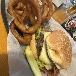 Sand Bar - Special: broccoli smash bacon burger (broccoli bites on a bacon cheeseburger with American) ((so so so good))