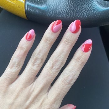 Allure Spa & Nails - Red dip with pink gel on top - Nail Salons Near Me - Nashville, Tennessee