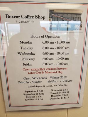 Menu photo 1 Boxcar Coffee Shop Annville, PA