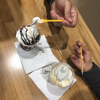 Honeymee - Dear Chocolate - $4.70 - Ghirardelli chocolate sauce Sweetie - $4.70 - drizzled honey - Ice Cream & Frozen Yogurt Near Me - Irvine, California Honeymee - Dear Chocolate - $4.70 - Ghirardelli chocolate sauce Sweetie - $4.70 - drizzled honey - Ice Cream & Frozen Yogurt Near Me - Irvine, California