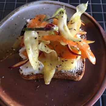 Lodge Bread - Shaved rainbow carrots and cream cheese on caraway rye. SO GOOD! - Bakeries Near Me - Los Angeles, California