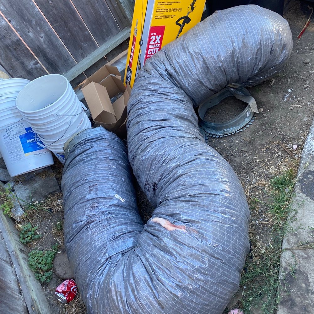 Kailey Air Systems - Broken coil with fiberglass exposed that they left in our yard - Heating & Air Conditioning/HVAC Near Me - San Jose, California