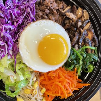 Mama Cho's BBQ - bibimbop (see the perfect egg) and super flavorful mushroom, but where's the beef? ;) - Barbeque Near Me - Castro Valley, California Mama Cho's BBQ - bibimbop (see the perfect egg) and super flavorful mushroom, but where's the beef? ;) - Barbeque Near Me - Castro Valley, California