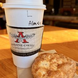 Anodyne Coffee Roasting Co. - Savory scone with an almond latte.