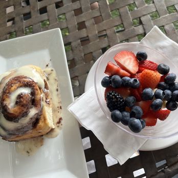 Sena Cafe - Cinnamon roll - warmed up to order!! With a side of fruit - Cafes Near Me - Mount Pleasant, South Carolina Sena Cafe - Cinnamon roll - warmed up to order!! With a side of fruit - Cafes Near Me - Mount Pleasant, South Carolina