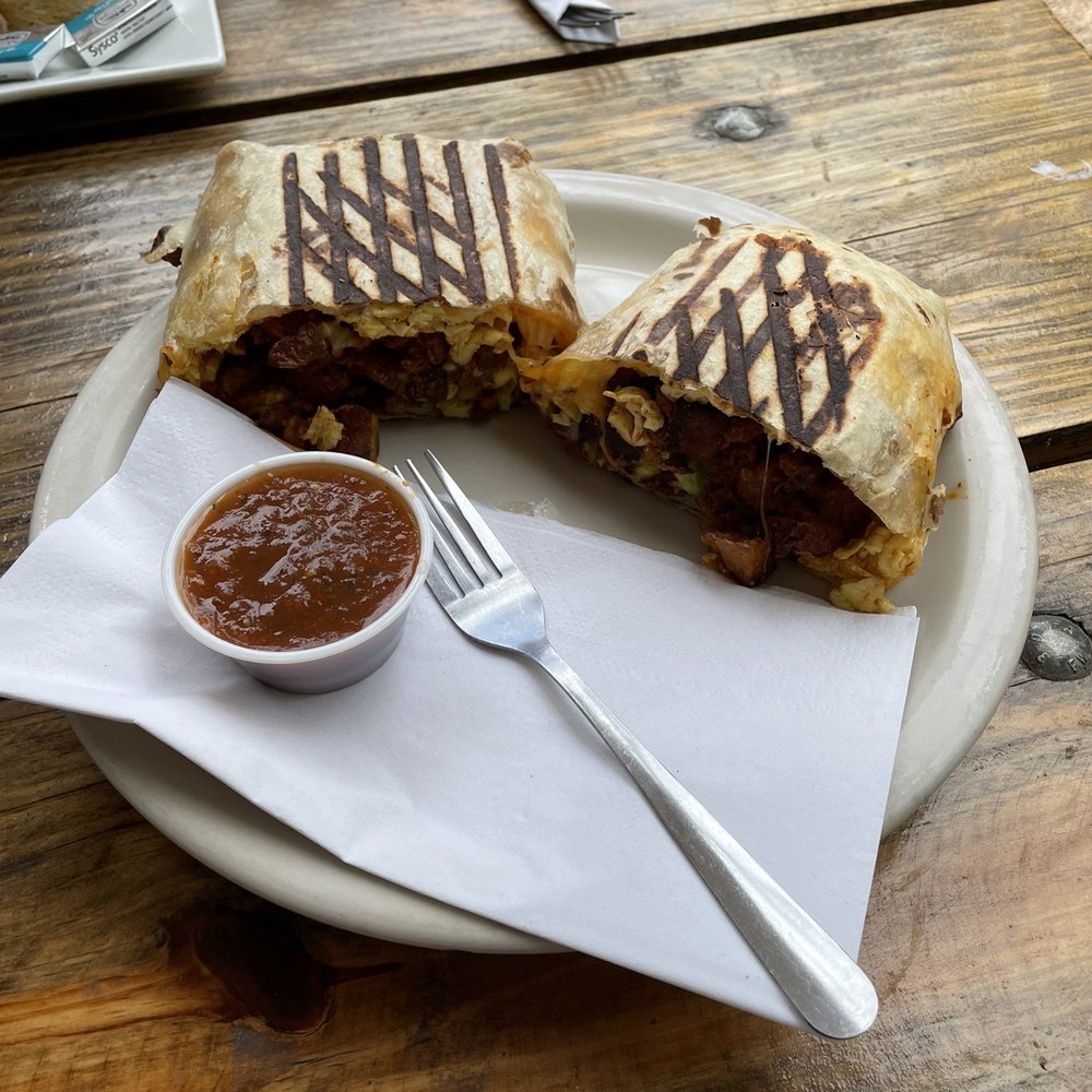 Cenote - Grilled Burrito with Chorizo (absolutely delicious) - Coffee & Tea Near Me - Austin, Texas