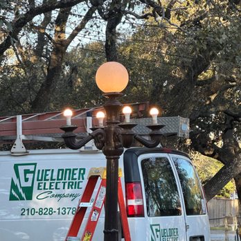 Gueldner Electric - Finishing up a light post repair - - Electricians Near Me - San Antonio, Texas Gueldner Electric - Finishing up a light post repair - - Electricians Near Me - San Antonio, Texas