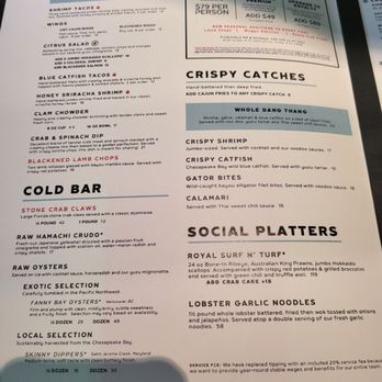 Chasin' Tails: Seafood that Celebrates! - Cold bar menu - Cajun/Creole Near Me - Falls Church, Virginia