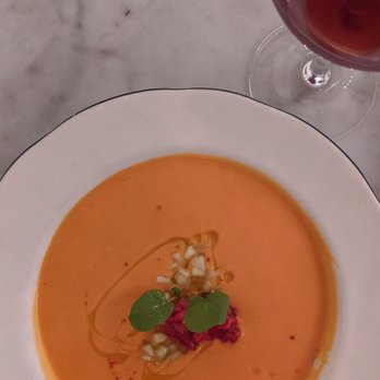 Chez Billy Sud - GASPACHO chilled tomato, cucumber, roasted pepper soup. - French Near Me - Washington, DC, District of Columbia