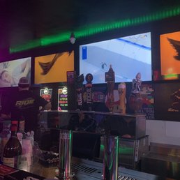a bar with neon lights